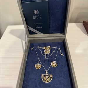 Hilia Elegant sterling silver925 plated 14 gold 
necklace, bracelet,earring,ring